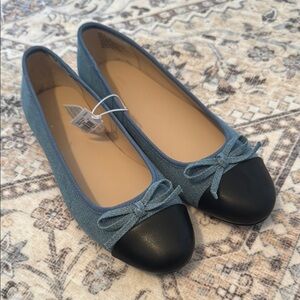 Black & Denim Women's Ballet Flats